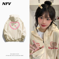 奶fufu的開衫拉鍊連帽運動衫女秋冬季愛心設計感寬鬆外套上衣ins潮