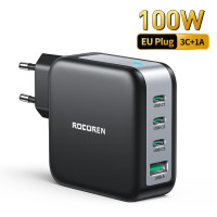 Зарядное устройство Rocoren сетевое с USB Type-C и поддержкой быстрой зарядки, 100 Вт