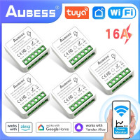 Релейный модуль AUBESS Tuya для умного дома, умный мини-выключатель с Wi-Fi, голосовое управление для Alexa, Alice, Google Assistant