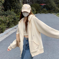 春秋衛衣外套女小個子oversize慵懶風連帽拉鍊開衫女秋冬2023新款