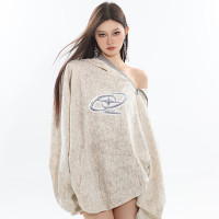 CCUP SPACE 原創設計感早秋新款上衣薄款金屬拉鍊露肩連帽衫衛衣