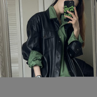 JYCCCCCC綠色休閒長袖襯衫女2023春季新款寬鬆高級感防曬氣質上衣