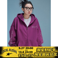 local aliens外星沙龍秋美式潮流拉鍊開衫厚棉T街頭休閒套裝長褲女