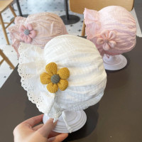 遮阳帽宝宝婴儿帽子春秋薄款女宝宝可爱帽婴幼儿纯棉公主帽新代发