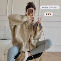林子阿LINZI 質感慵懶連帽80羊毛毛衣加厚寬鬆設計感粗棒針織上衣
