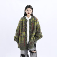 野生阿子美式復古高級感毛衣針織衫女2023秋季寬鬆慵懶風顯白外套