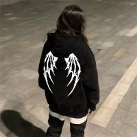 黑色連帽運動衫女秋冬新款ins設計感小眾大尺碼百搭休閒長袖上衣潮牌