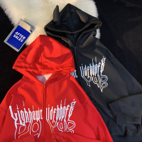 BOO原創高街百搭惡魔衛衣2023新款ins情侶裝甜酷帶角尾巴拉鍊外套