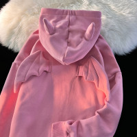 日系可愛惡魔角天使翅膀衛衣女潮ins設計感小眾慵懶風oversiz外套