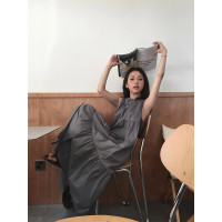 陳小腿~Turn left 法式度假風寬鬆娃娃吊帶裙女百搭氣質長裙