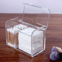 化妆棉收纳盒桌面防尘翻盖棉签卸妆棉梳妆台化妆品收纳整理透代发