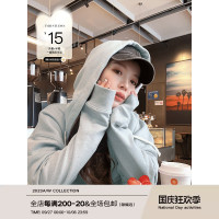 TMH STUDIO 顆粒冰淇淋/慵懶短款連帽運動衫外套女秋季半身裙兩件套