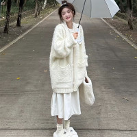 小個子日系慵懶復古奶fufu軟糯溫柔加厚寬鬆開衫毛衣外套女秋冬季