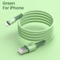 Жидкий силиконовый USB-кабель для iPhone 14 Pro, 12, 11, 13 Pro, XS Max, Xr, X, 8, AirPods Pro, светодиодный телефонный шнур, зарядное устройство для передачи данных, провод 2 м