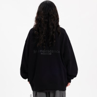 Beikastudios潮牌黑色厚棉T女圓領美式復古矽膠印套頭寬鬆無帽上衣