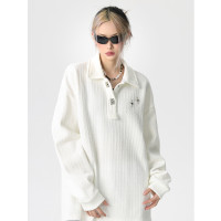 61OT PEARTH 美式潮牌寬鬆薄款Polo領衛衣女2023春秋新款oversize