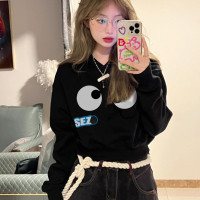 美式高街hiphop短款黑色厚棉T女早秋小眾設計感今年流行的漂亮上衣