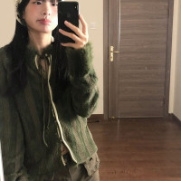 港風復古綁帶毛衣女秋季寬鬆顯瘦長袖開衫上衣小眾設計感休閒外套