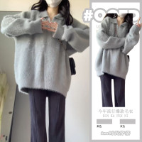 奶fufu仿水貂毛毛衣女秋冬季日系復古慵懶風寬鬆外穿軟糯針織上衣