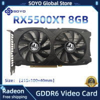 Видеокарта SOYO RX 5700XT 5500XT 8 ГБ, графический процессор GPU GDDR6, 256 бит, 8pin + 8pin 7nm