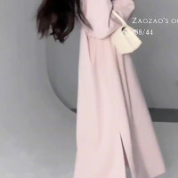 乾枯玫瑰連帽運動衫裙女春季中長版慵懶顯瘦長裙氣質休閒寬鬆洋裝