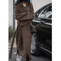 加厚針織開衫女冬季新款羊毛慵懶風寬鬆顯瘦紙片人中長版毛衣外套