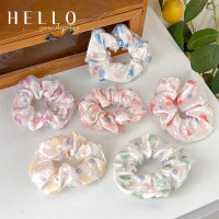 高级感双层碎花网纱大肠发圈少女清新马尾头绳丸子头发绳发饰头饰