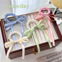 新款飘带蝴蝶结头绳丝带发圈芭蕾少女网纱发绳橡皮筋扎头发发饰品