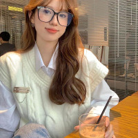 設計感V領針織背心馬甲毛衣女2022春秋新款慵懶風高級感寬鬆外穿