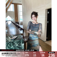 NIMOWANG【日落洋裝】吊帶兩件套長裙女秋季高級感辣妹長袖裙子