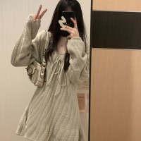 法式溫柔風洋裝女夏季甜美收腰顯瘦設計感小眾短裙百搭針織裙子