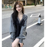 vintage高級感超好看蝴蝶結衛衣女春秋季慵懶風外套chic港風潮ins