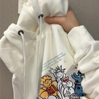 命中你心房~新款2023秋冬純棉寬鬆衛衣連帽女薄款卡通設計感上衣