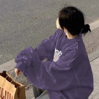 奶系穿搭早秋紫色衛衣女2023新款爆款可愛慵懶風今年流行漂亮上衣