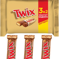 Шоколадный батончик Twix, 3 шт по 55 г / Печенье, шоколад, карамель