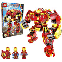 Конструктор Железный Человек "Робот Халкбастер", набор 856 деталей 3 фигурки ( лего совместимый / супергерои мстители / подарок марвел для мальчиков )