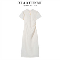 小雲米新中式國風改良旗袍洋裝設計感小眾復古提花收腰顯瘦長裙