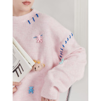 LLL LAB/粉色溫柔風軟糯毛衣初秋高級感針織衫女今年流行漂亮上衣