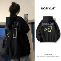 國潮高街ins個性印花秋冬連帽運動衫oversize寬鬆女無性別穿搭上衣