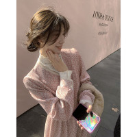 早秋裝2023小香風法式氣質名媛高端仙女別致漂亮碎花粉色洋裝子