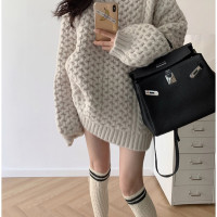 古著vintage麻花毛衣女秋冬寬鬆慵懶風bf日系復古軟糯加厚針織衫