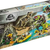 Конструктор Мир Динозавров / Мир Юрского Периода "Бой тираннозавра и робота-динозавра" / Jurassic World фигурки в наборе