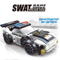 Конструктор Полицейская машина, 92 элемента. Совместим с другими конструкторами