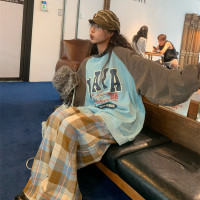 0918很秀自制  美式復古圓領撞色厚棉T女2023新款oversize鹽系外套