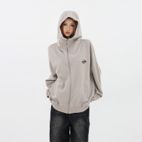 61OT PEARTH美式連帽拉鍊開衫厚棉T外套女2023春秋新款寬鬆休閒潮