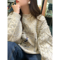 JC古著商店"曼徹斯特"復古麻花針織毛衣女冬季加厚慵懶風套頭上衣