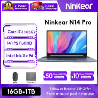 Ноутбук Ninkear N14 Pro, 14 дюймов, IPS, Full HD, Intel Core i7-1165G7 16 Гб ОЗУ + 1 ТБ SSD, портативный компьютер, Windows 11, ноутбук, ультрабук