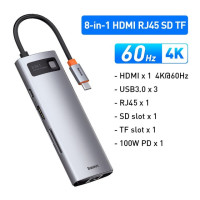 Baseus 4K 60 Гц USB C концентратор тип C к порту Ethernet PD 100 вт адаптер для Macbook Pro USB 3,0 концентратор аксессуары для ноутбука планшета