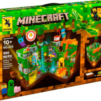 Конструктор Майнкрафт Битва в джунглях с LED подсветкой Renzaima Minecraft 866 деталей 10+