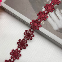 Оптовая продажа, 2 ярда, цветные Изящные цветы, ромашки, Полиэстеровая кружевная отделка, вышитая кружевная лента для шитья, рукоделия, свадьбы, «сделай сам»